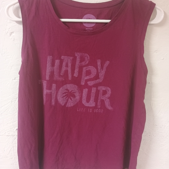 Life Is Good Women's Muscle Tee - Magenta - Picture 1 of 4